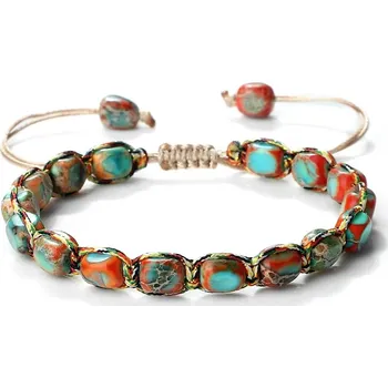 Náramek Náramek štěstí s přírodním kamenem | náramek pro ženy, ochranný talisman - Oranžová Modrá