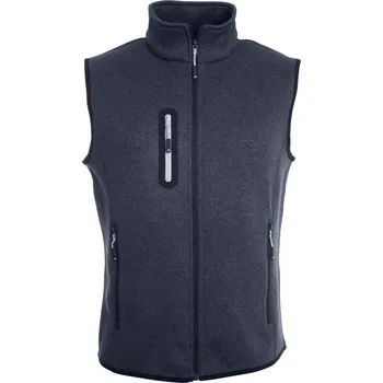 Pánská vesta Pánská pletená fleecová vesta se stojáčkem JN 774 dark grey melange-silver XL