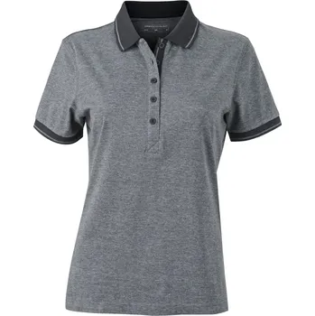 Dámské tričko Dámské žerzejové melírované polo JN 705 black melange-black S