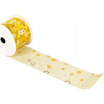 Velikonoční dekorace Dekorační Stuha Jarní Velikonoční Žlutá Květinová 2cm na Dárky a DIY