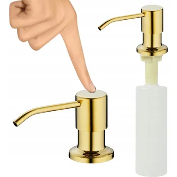 Dávkovač mýdla Sink Quality Simple, dávkovač saponátu pro kuchyňský dřez 400ml, zlatá lesklá, SKQ-DOZ-GD