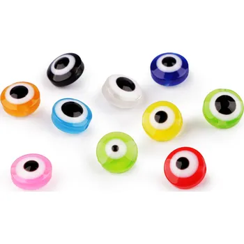Korálek Plastové korálky Alláhovo oko Ø12 mm, barva 2 mix