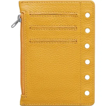 Diář Kožený kapsový diář na zip | kapsový zápisník, kožený plánovač - Oblázková hořčice