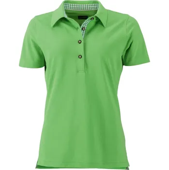 Dámské tričko Dámské piqué polo v tradičním krojovém vzhledu JN 715 lime green-lime green white S