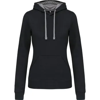 Dámská mikina Dámská mikina s kontrastní kapucí K 465 black-fine grey XS