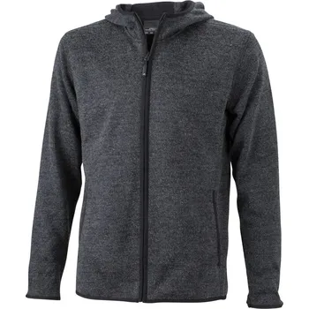 Pánská mikina Pánská pletená fleecová bunda s kapucí JN 589 dark melange-black 3XL