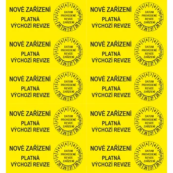 Speciální papír NOVÉ ZAŘÍZENÍ - PLATNÁ VÝCHOZÍ REVIZE 25-28 samolepící vinylová fólie arch10ks 70x30mm