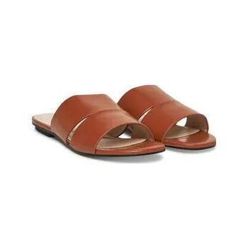 Dámské pantofle Nazouváky Calvin Klein Flat Slide - Lth 2 Straps HW0HW02365 Hnědá 36