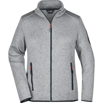 Dámská mikina Dámská pletená fleecová bunda JN 761 light grey melange-red XL