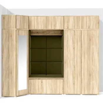 Předsíňová stěna Eka Předsíňová stěna s čalouněnými panely Trinity 39 - Sonoma / Khaki zelená 2327