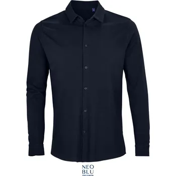 Pánská košile Piqué košile s dlouhým rukávem Basile Men night blue 4XL
