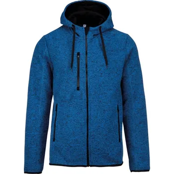 Pánská melanžová pletená fleecová bunda s kapucí PA 365 light royal blue melange L