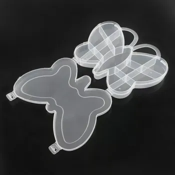 Plastový box 13 přihrádek 14.7x18.5x2.5cm motýl (Plastový box pro uložení korálků, gumiček a jiných drobných komponentů ke tvoření. Počet přihrádek: 13)