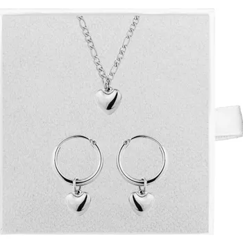 Souprava šperků franco bene Srdíčkový set náhrdelník a náušnice - stříbrný | 9992