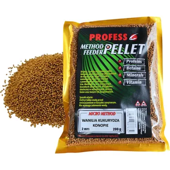 PROFESS PELETY MICRO METHOD FEEDER VANILKA KUKUŘICE KONOPÍ 2 mm 200 g
