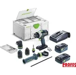 Festool Bezuhlíková aku vrtačka s příklepem Festool QUADRIVE TPC 18/4 5,0/4,0 I-Set/XL - 2x 18V/5.0+4.0Ah, 75Nm, 4 rychl., 1.3kg, příslušenství, kufr Systainer SYS3 M 187 (577622)