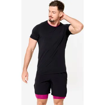 Pánské tričko DOMYOS Pánské fitness tričko - cross training Celliant XL FIALOVÁ|RŮŽOVÁ|ČERNÁ