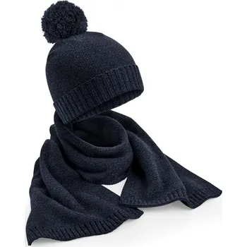 Čepice Dárková sada s pletenou čepicí a šálou B 401 navy fleck onesize