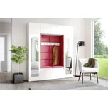 Eka Předsíňová stěna s čalouněnými panely Trinity 32 - Bílá / Červená 2309