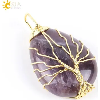 Náhrdelník Minerální náhrdelník se stromem života | přívěsek náhrdelník - Ametyst-200021498