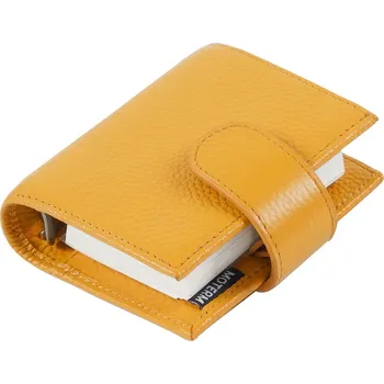 Diář Kožený diář s kroužky na cesty | kožený zápisník | malý diář - Oblázková hořčice