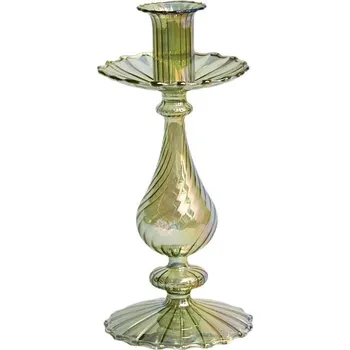 Svícen Vysoký skleněný svícen | skleněná dekorace | skleněné svícny | dekorace domov - Pusťte RPineGreen