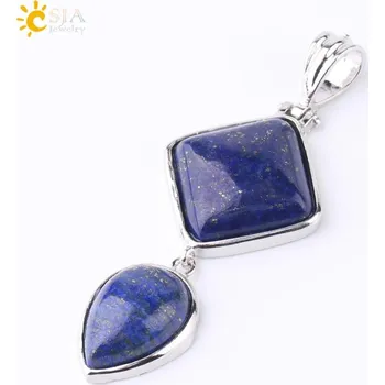 Přívěsek Přívěsek z přírodního kamene ve tvaru kapky | dámský přívěsek, krystal náhrdelník - Lapis