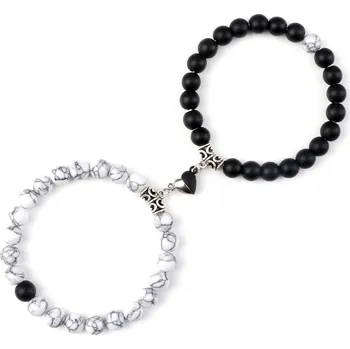 Náramek Partnerské náramky z přírodního kamene | magnetický náramek, náramek lásky - Matte-Black linka