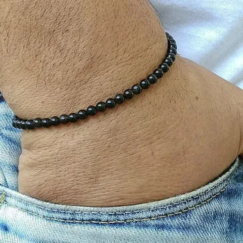 Náramek Minimalistický korálkový náramek z minerálních kamenů | pánský náramek, korálkový doplněk - A-15