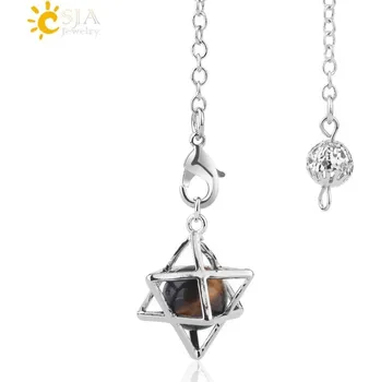 Přívěsek Přívěsek merkaba z přírodního kamene | křišťálové korálky, amulet - tygří oko