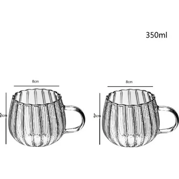 Skleněný hrnek na kávu s pruhy | kuchyňské vybavení - 2ks , 350 ml