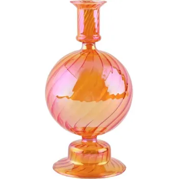Svícen Vysoký skleněný svícen | skleněná dekorace | skleněné svícny | dekorace domov - Míč R oranžový