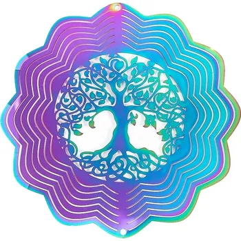 Zahradní dekorace Duhová 3D dekorace, lapač světla do zahrady | větrník zahrada | dekorace větrník - Vlnový strom života