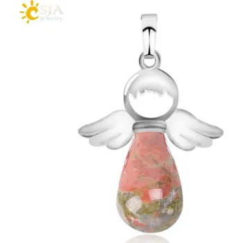 Přívěsek Přívěsek s minerálním andílkem | přívěsek kámen, dámský přívěsek - unakit