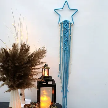 Lapač snů Macramé lapač snů do dětského pokoje | lapač snů | nástěnná dekorace - Světle modrá hvězda