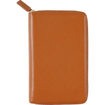 Diář Kožený obal na diář | cestovní obal, plánovací deník - Pebbled Burnt orange