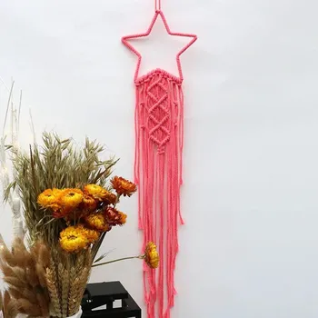 Lapač snů Macramé lapač snů do dětského pokoje | lapač snů | nástěnná dekorace - Růžová hvězda
