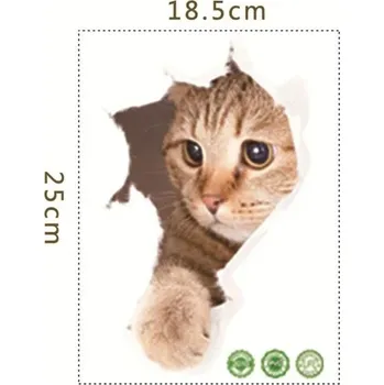 Samolepící dekorace 3D kočičí nálepka na WC | nálepka na toaletu, dekorace na WC - 4