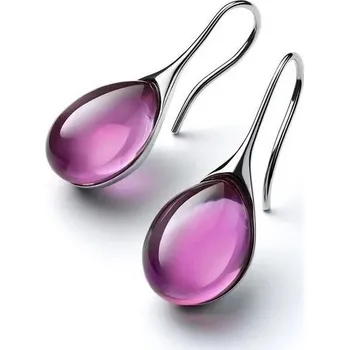 Náušnice Luxusní visací náušnice s přírodním kamenem | dámské náušnice, elegantní šperky - fialová