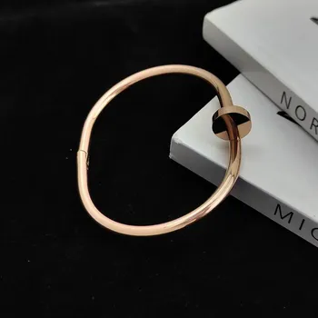 Náramek Elegantní ocelový náramek s moderním designem | stylový šperk - Růžové zlato , 58-60 mm