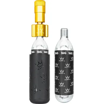 pumpička PEATYS PEATY'S HOLESHOT CO2 PUMPA + BOMBIČKY 2 KS - ROAD & GRAVEL (16G) - GOLD