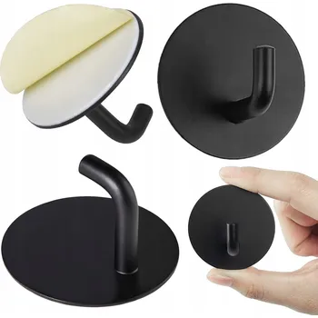 Věšák SAMOLEPICÍ KOUPELNOVÝ RUČNÍKOVÝ HÁČEK UNIVERZÁLNÍ, NEINVAZIVNÍ, ČERNÝ