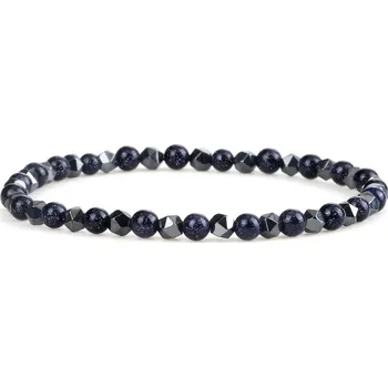Náramek Unisex náramek s korálky z hematitu | dámský korálkový náramek, náramek z hematitu - 4mm Bluesandstone E
