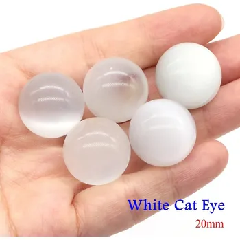 Korálek Přírodní minerální kuličky 20 mm | ametyst korálky | koule z kamene - Bílé kočičí oko , 20 KS
