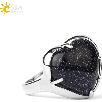 Prsten Nastavitelný prsten s přírodním kamenem | dámský prsten, zásnubní prsten - Modrý písek