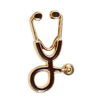 Barevný odznak s lékařským motivem | kovový odznak | lékařský šperk - Káva zlaté barvy