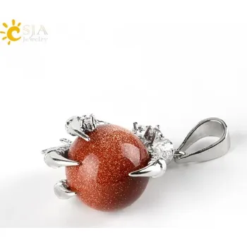 Přívěsek Přívěsek dračí spár s minerálem | přívěsek na krk, ochranný amulet - Hnědý písek