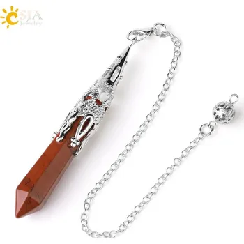 Náhrdelník Kyvadlový náhrdelník nejen pro věštění | věštecké kyvadlo, kyvadlo z minerálu - Červený jaspis 1