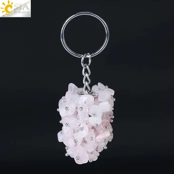 Přívěsek Krystalový přívěsek na klíče | ochranný amulet, pánský přívěsek - Rose Quartz