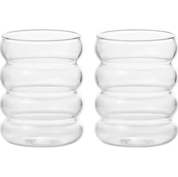 Sklenice Retro designové sklenice pro studené nápoje | vintage sklenice, koktejlové sklenice - Caterpillar - 2ks , 300 ml